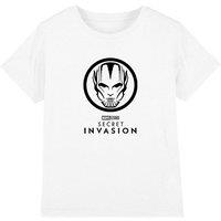 Marvel Secret Invasion Mono Badge Kids T-Shirt White | Size: 5-6 Years