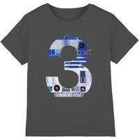 Star Wars R2D2 3 Kids T-Shirt Charcoal | Size: 3-4 Years