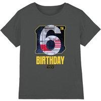 Star Wars Xwing 6Th Birthday Space Kids T-Shirt Charcoal | Size: 5-6 Years