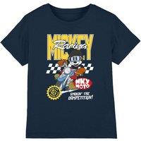 Disney Girl's Mickey Mouse Motor Bike Racing Boys T-Shirt, Navy | Size: 7-8 Years