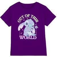 Disney Girl's Lilo&Stitch Out Of This World Girls T-Shirt, Purple | Size: 3-4 Years