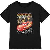 Disney Boy's Cars Lightning Mcqueen I Am Speed Boys T-Shirt, Black | Size: 7-8 Years