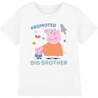 Hasbro Peppa Pig George Pig Promoted To Big Brother Kids T-Shirt, White | Size: 3-4 Years