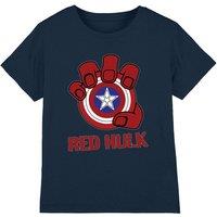 Marvel Boy's Captain America Red Hulk Shield T-Shirt, Navy | Size: 12-13 Years