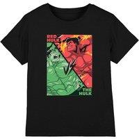 Marvel Boy's The Hulk Vs Red Hulk T-Shirt, Black | Size: 7-8 Years