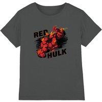 Marvel Boy's Red Hulk Fire T-Shirt, Charcoal | Size: 12-13 Years