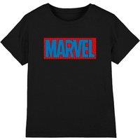Marvel Boy's Spiderman Brick Logo T-Shirt, Black | Size: 7-8 Years