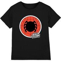 Marvel Boy's Friendly Neighborhood Spiderman Badge T-Shirt, Black | Size: 7-8 Years