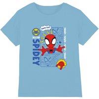 Marvel Boy's Spidey & His Amazing Friends Spidey Comic T-Shirt, Sky Blue in Light Blue | Size: 12-13 Years