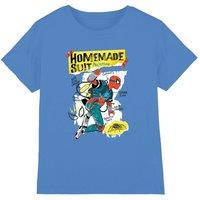 Marvel Boy's Friendly Neighborhood Spiderman Homemade Suit T-Shirt, Sapphire in Blue | Size: 9-10 Years