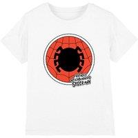 Marvel Boy's Friendly Neighborhood Spiderman Badge T-Shirt, White | Size: 7-8 Years