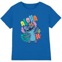 Disney Boy's Lilo & Stitch Tropical Aloha Kids T-Shirt, Royal Blue | Size: 5-6 Years