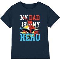 Marvel Boy's Cross Franchise Spider-Man Dad Hero Comic Kids T-Shirt, Navy | Size: 7-8 Years