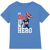 Marvel Boy's Cross Franchise Captain America Dad Hero Comic Kids T-Shirt, Sapphire in Bright Blue | Size: 3-4 Years