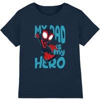 Marvel Boy's 'S Spidey & His Amazing Miles Morales Dad Hero Kids T-Shirt, Navy | Size: 3-4 Years