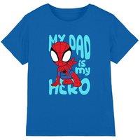 Marvel Boy's 'S Spidey & His Amazing Spidey Dad Hero Kids T-Shirt, Royal Blue in Dark Blue | Size: 5-6 Years