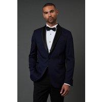 Burton Men's Navy Jacquard Shawl Collar Tailored Fit Tuxedo Jacket | Size: 46R