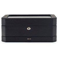 WOLF Men's Windsor 10 Piece Watch Box with Drawer in Black