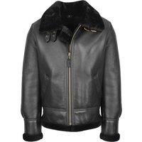 House of Leather Men's Mens Genuine Sheepskin Aviator Classic Pilot B3 Bomber Jacket Wilbur in Black | Size: 3XL