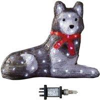 Samuel Alexander 28cm Light up Acrylic Husky with Red Scarf Decoration & White LEDs