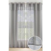 Tyrone Textiles 'Andorra' Grey Textured Header Voile Panels Pair with Eyelet Header | Size: 140 cm width x 137 cm drop