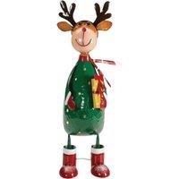Samuel Alexander 44cm Hand Painted Metal Polka Dot Rudolph Decoration in Green