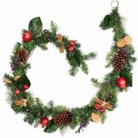 Samuel Alexander 1.8m Festive Spice Christmas Garland. Pinecones & Faux Dried Fruit in Green