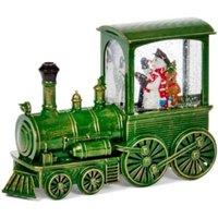 Samuel Alexander Battery Operated Frosty All Aboard Snow Swirling Christmas Lantern in Green