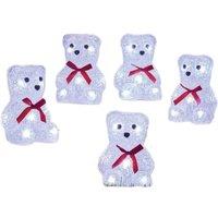 Samuel Alexander 12cm Set of 5 Christmas Polar Bears Ornaments with 40 White LEDs