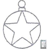 Samuel Alexander 49cm Light up Christmas Silver Star Ball with Twinkling White LEDs