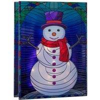 Samuel Alexander 28cm Light up Double Sided Stained Glass Snowman Decoration with LEDs