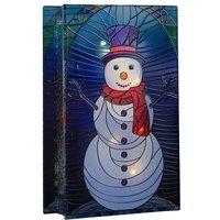 Samuel Alexander 21cm Light up Double Sided Stained Glass Snowman Decoration with LEDs