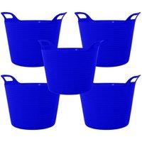 simpa Durable Plastic MultiPurpose Flexi Tubs 42L - Set of 5 in Blue