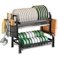 Dprodo 2 Tier Dish Drainer Rack in Black | Size: 600mm