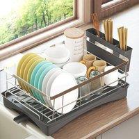 Toque Dish Drainer Drying Rack Stainless Steel Cutlery Holder Drip Tray