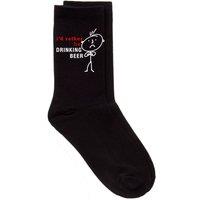 60 SECOND MAKEOVER Men's I'd Rather Be Drinking Beer Black Calf Socks