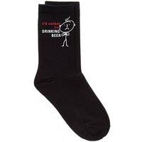 60 SECOND MAKEOVER Men's I'd Rather Be Drinking Beer Black Calf Socks