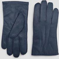 Infinity Leather Men's Italian Leather Warm Wool Lining Winter Stich Design Gloves -Huntsman in Navy | Size: Small