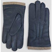 Infinity Leather Men's Italian Leather Warm Wool-Lined Winter Gloves - Marquis in Navy | Size: Medium