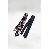 SVNX Men's Minimal Check & Floral Print Tie Set