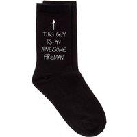 60 SECOND MAKEOVER Men's This Guy Is An Awesome Fireman Black Socks