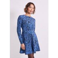 Dorothy Perkins Women's Blue Zebra Wrap Skirt Detail Jersey Mini Dress | Size: 16