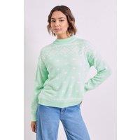 Dorothy Perkins Women's Fairisle Christmas Jumper in Mint | Size: Medium
