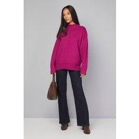 Wallis Women's Seam Detail Funnel Neck Jumper in Berry | Size: Medium
