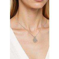 Women's Round Tree Pendant Necklace in Copper with Cubic Zirconia Accent in Silver | Size: Adjustable