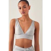 Monsoon Women's Kiki Glitter Triangle Bikini Top Silver | Size: 12