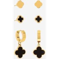 Jon Richard Women's Gold Plated Waterproof Clover Earrings - Pack of 3