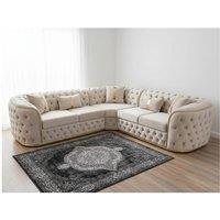 Stratus Interiors Ambassador Sofa for Livingroom - No Frills - L Shape Corner - Gold Trim in Silver