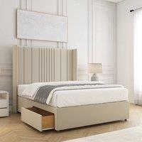 BSSPOKE Charlotte Divan Bed Plush 54Headboard 2Drawers Footend & No Mattress in Cream | Size: King