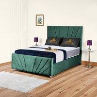 UK Bed Furniture Sunrise Slatted Base Upholstered Bed with 48 Inch Headboard in Green | Size: Super King